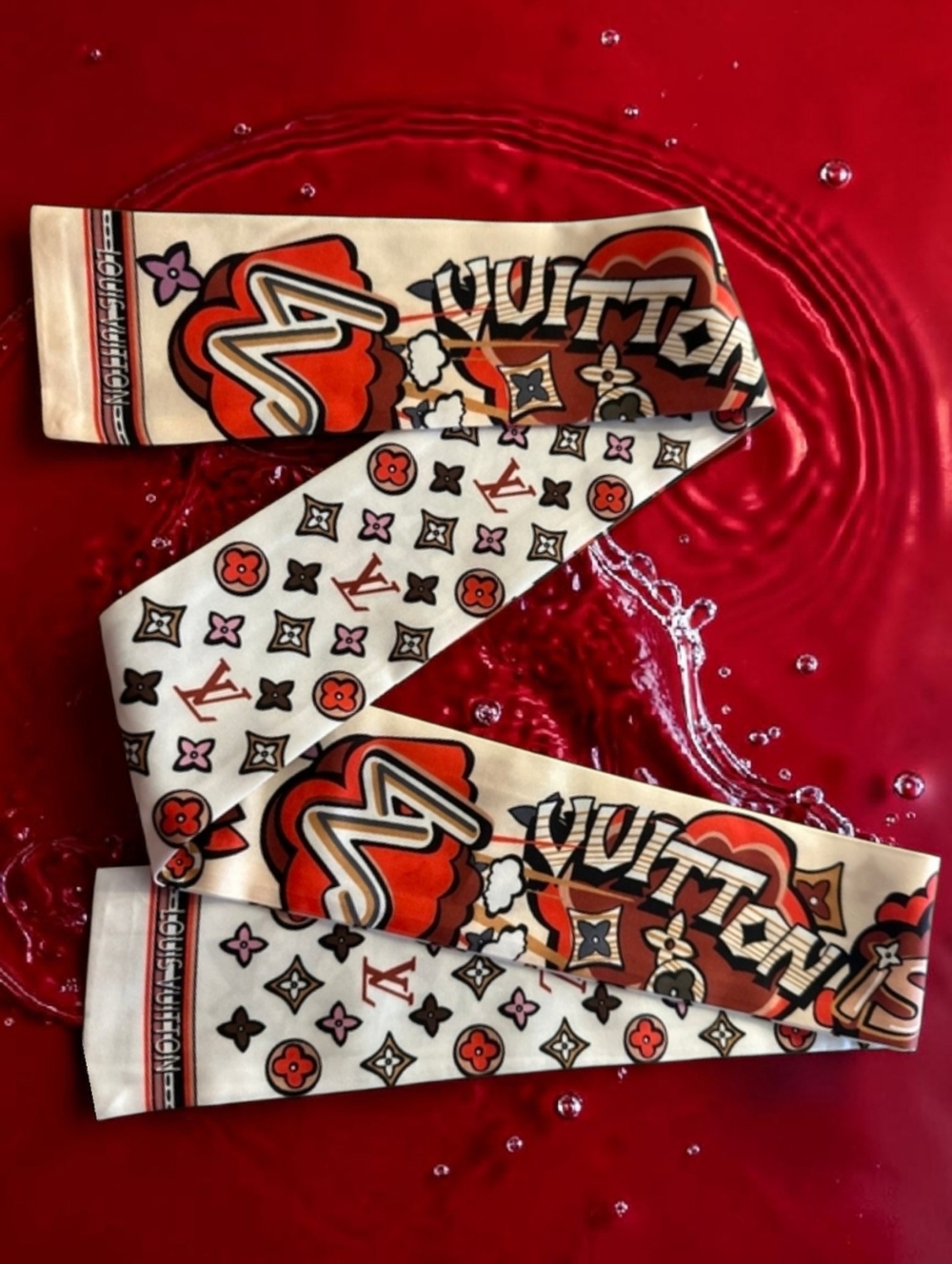 Pink & Red Logo Print Twilly Scarf - Kids Bottoms Accessory